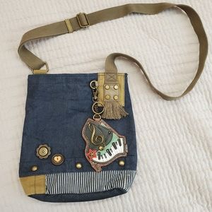 Chala Denim Crossbody bag with Piano Keychain Wallet